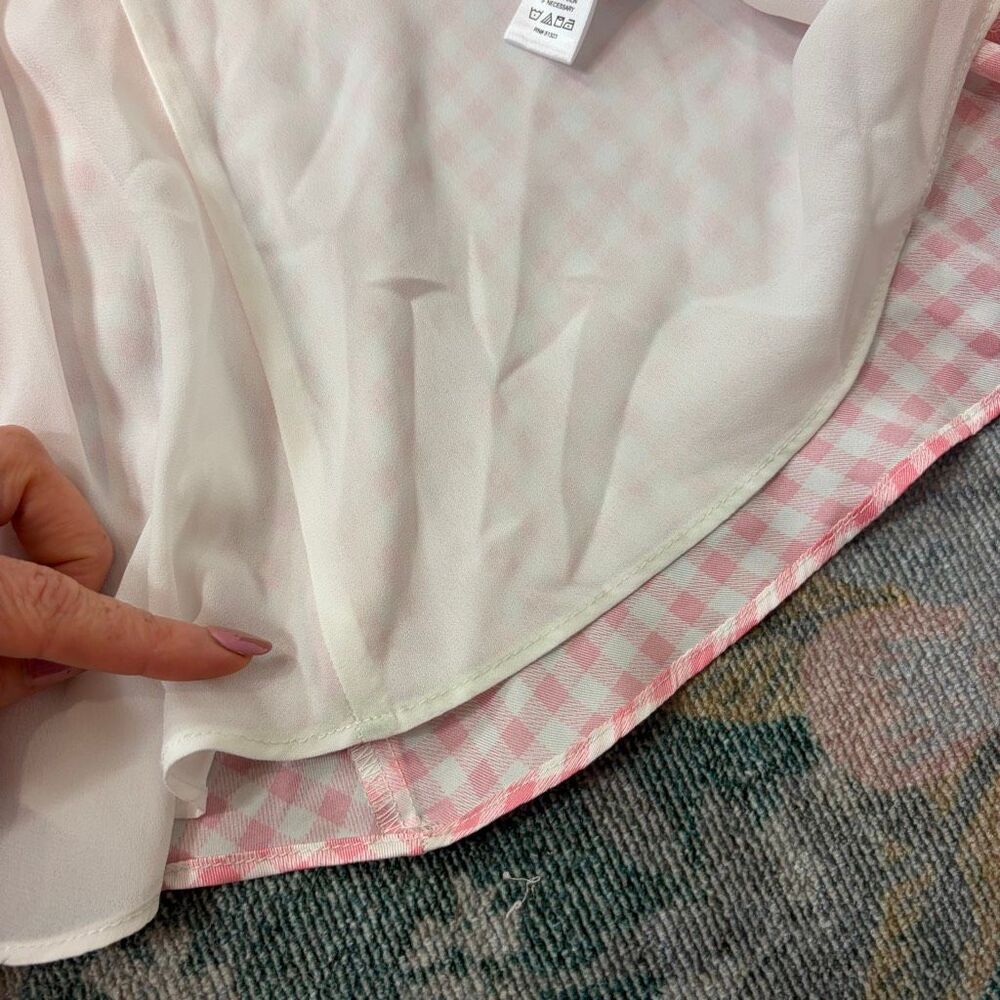 NWT 1.state Sunshine Times Mini Dress Womens XL Rose Pink Gingham Puff Sleeve - Picture 6 of 14